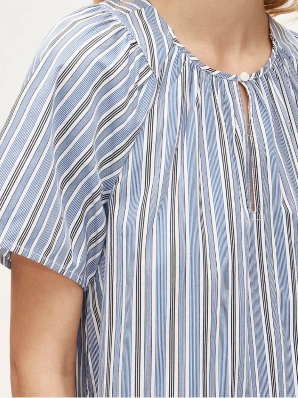 NWT J Crew Tiered Mini Dress Blue White Stripe Cotton